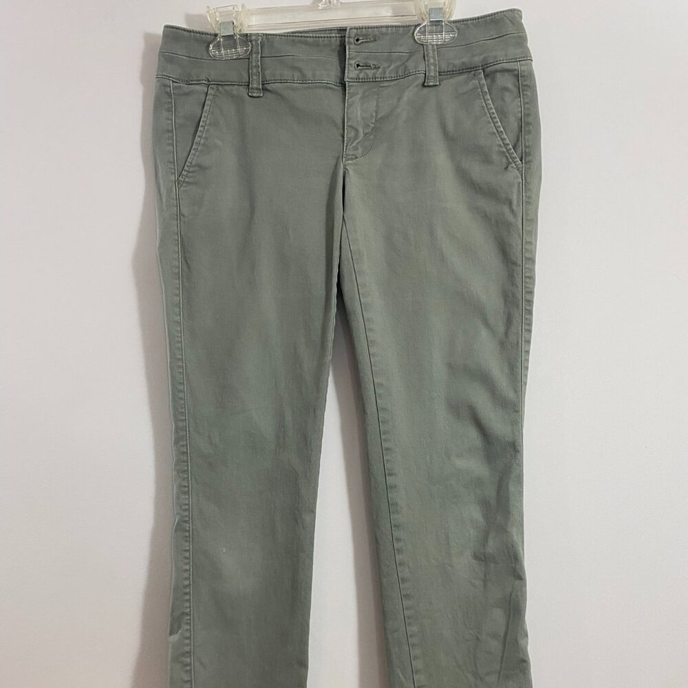 American Eagle Olive Crop Pant, Straight Leg, 00S